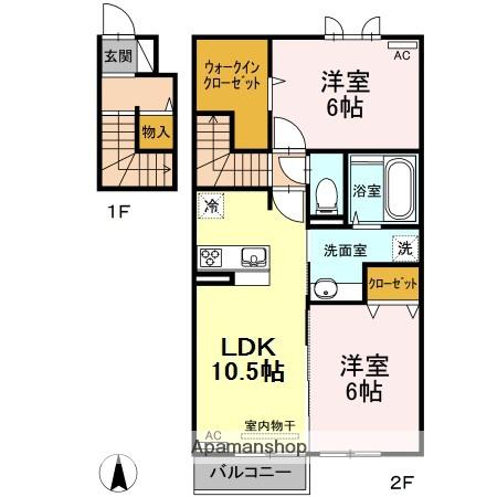 D-ROOMリオハ(2LDK/2階)の間取り写真