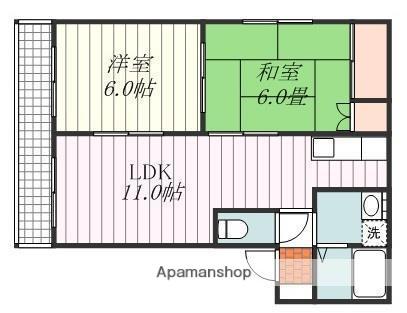 ニュー・ライフ・エデンA(2LDK/2階)の間取り写真