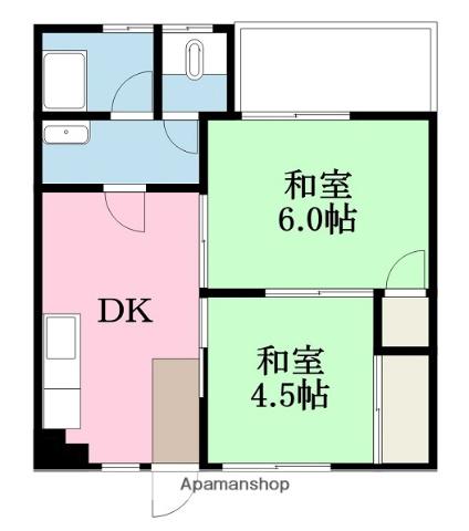祝谷ビル(2DK/4階)の間取り写真