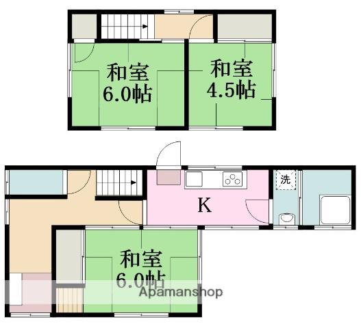 伊予鉄道郡中線 土居田駅 徒歩6分 2階建 築57年(3K)の間取り写真
