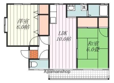ニュー・ライフ・エデンD棟(2LDK/2階)の間取り写真