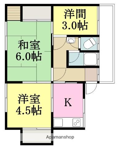 松元アパート(3K/2階)の間取り写真