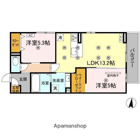 クランツ北井門A(2LDK/3階)の間取り写真