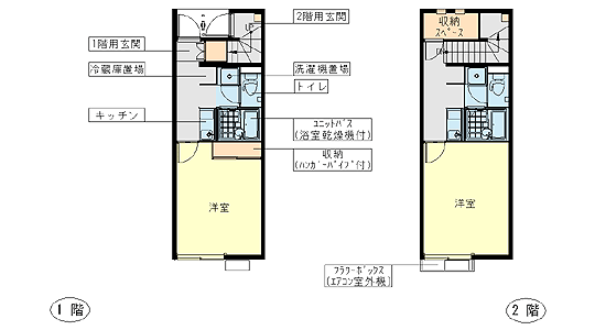 レオネクストミイソレイユ(1K/1階)の間取り写真
