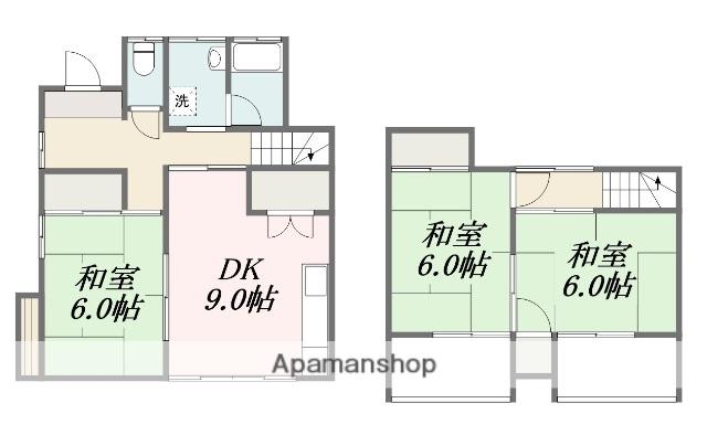 伊予鉄道環状線 勝山町駅 徒歩12分 2階建 築46年(3DK)の間取り写真