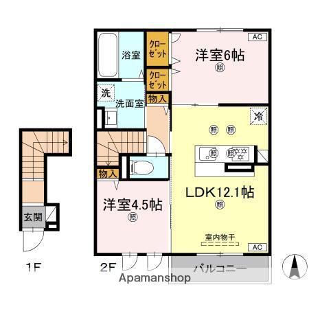 BENEⅡ(2LDK/2階)の間取り写真