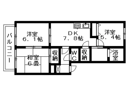 フォブールトロワM(3DK/2階)の間取り写真