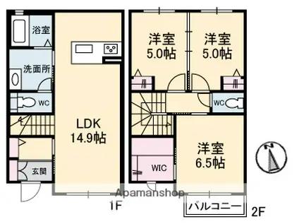 ジュネス・YOUTOⅡ(3LDK/1階)の間取り写真