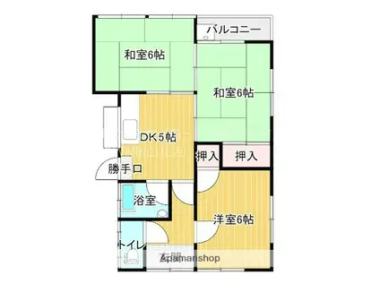 伊予鉄道郡中線 土居田駅 徒歩8分 1階建 築25年(3K)の間取り写真