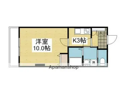 駅前マンション田窪(1K/4階)の間取り写真