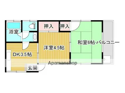 竹本アパート(2DK/2階)の間取り写真
