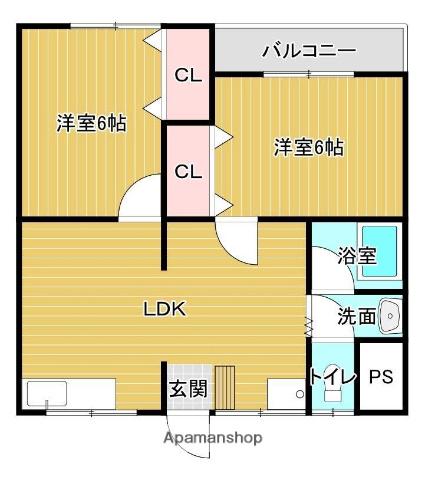 松田マンション(2LDK/4階)の間取り写真