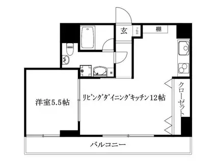 エスペランサ勝山(1LDK/7階)の間取り写真