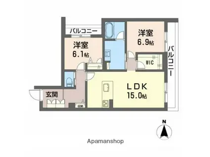 シャーメゾン ルート33(2LDK/2階)の間取り写真