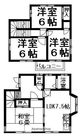愛媛県松山市 2階建 築23年(4LDK)の間取り写真