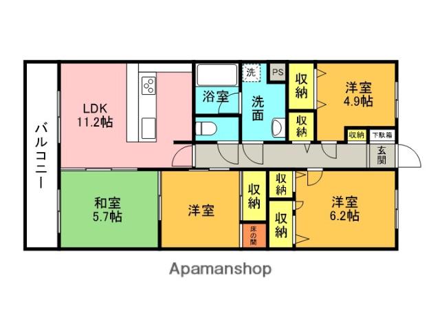 サントノーレ石手(4LDK/8階)の間取り写真