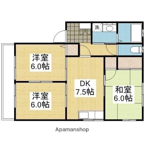 ディアス村上C棟(3DK/2階)の間取り写真