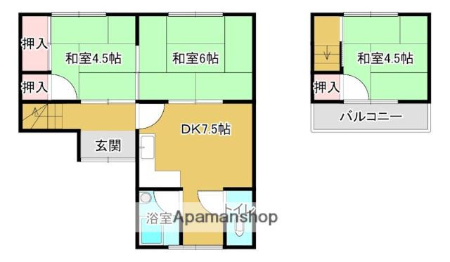 小倉荘(3DK/2階)の間取り写真