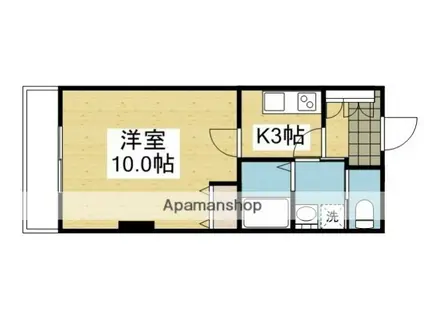 駅前マンション田窪(1K/3階)の間取り写真