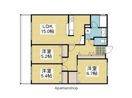 レベウェル三愛(3LDK/4階)の間取り写真