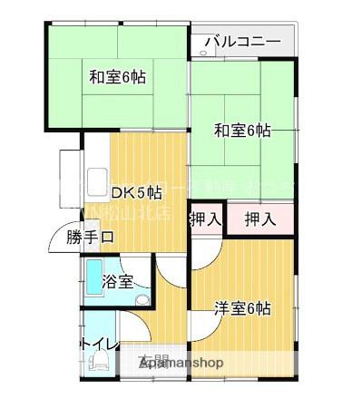 伊予鉄道郡中線 土居田駅 徒歩8分 1階建 築25年(3K)の間取り写真