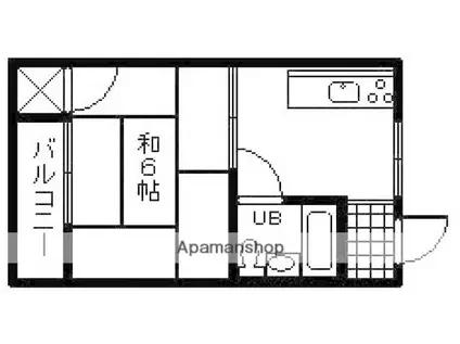 山崎アパート(1DK/2階)の間取り写真
