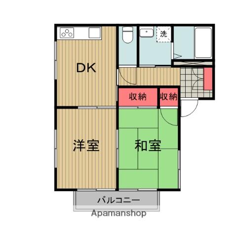 フレグランス喜多川(2DK/2階)の間取り写真