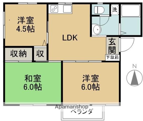 シャーメゾンNAKAMACHI(3DK/1階)の間取り写真