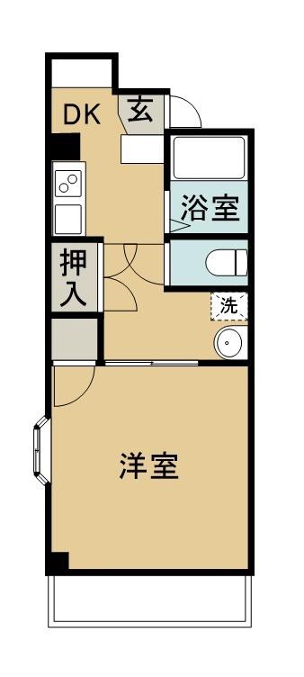 アサヒレジデンス(1DK/4階)の間取り写真