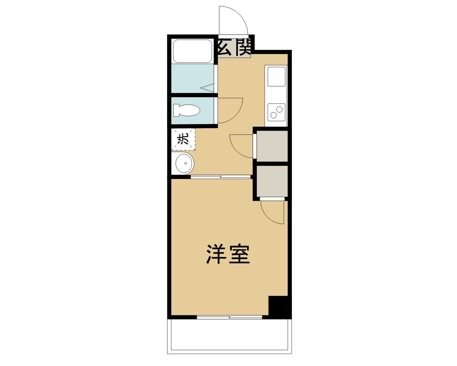 アサヒレジデンス(1DK/4階)の間取り写真