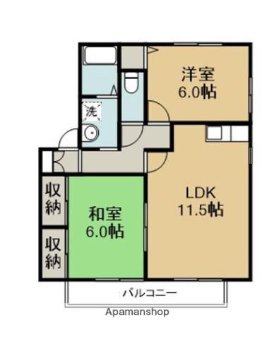 サンハイム神拝(2LDK/1階)の間取り写真