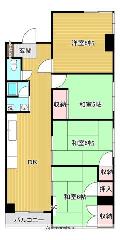 グランドハイツ西条(4DK/2階)の間取り写真