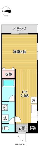 アルカディア西条(ワンルーム/2階)の間取り写真