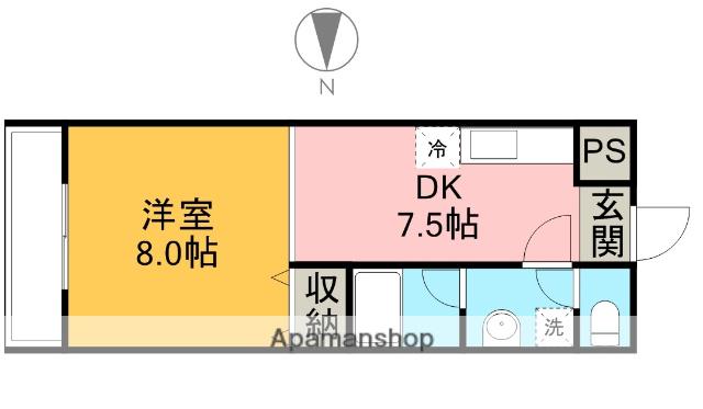 アルカディア西条(ワンルーム/4階)の間取り写真