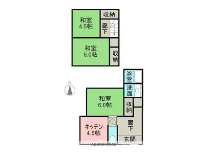 予讃線 伊予小松駅 徒歩6分 2階建 築35年(3DK)の間取り写真