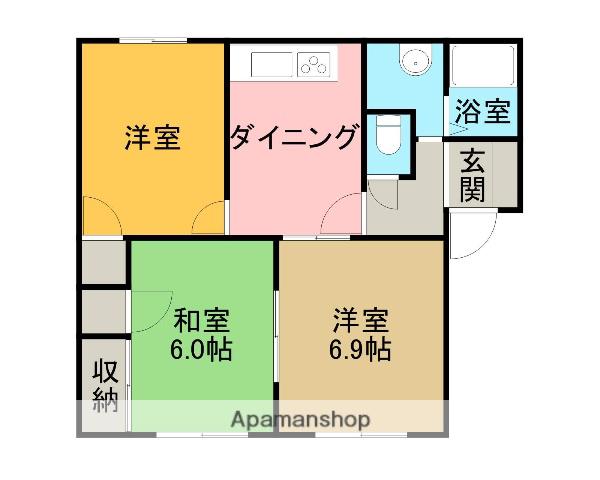 エトワール三津屋B棟(3DK/1階)の間取り写真