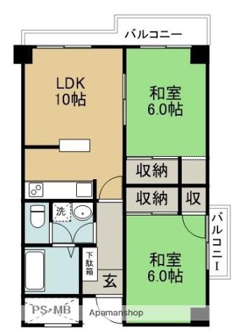 サンシャイン西条 718(2LDK/8階)の間取り写真