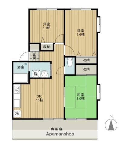 フォブール久松(3DK/1階)の間取り写真