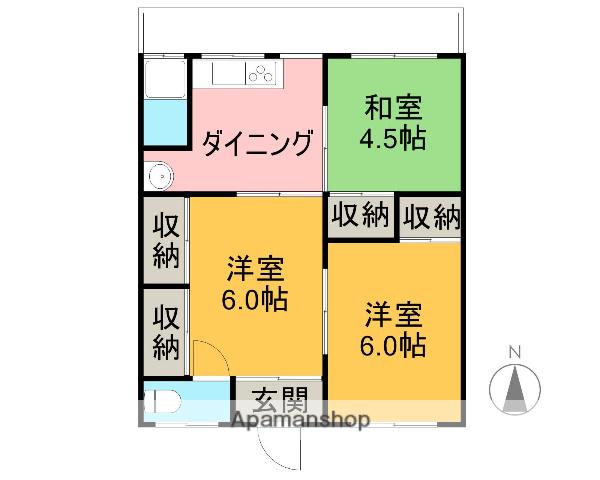 富士マンション(3DK/3階)の間取り写真