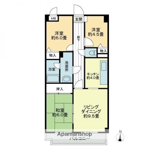 スカール西条(3LDK/6階)の間取り写真
