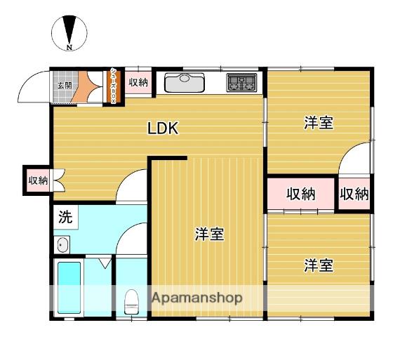 常心ハイツⅡ・Ⅲ・Ⅳ(3DK/1階)の間取り写真