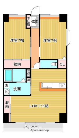 マルイローズガーデン(2LDK/9階)の間取り写真
