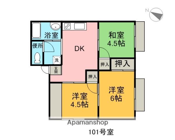 星加アパート(3DK/1階)の間取り写真