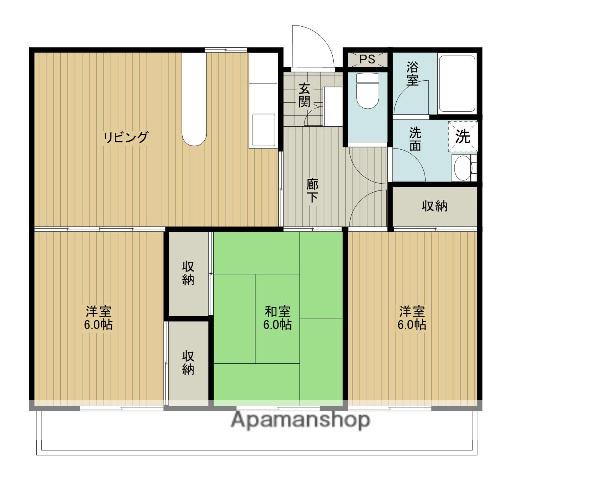 高橋マンション(3LDK/3階)の間取り写真