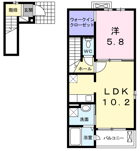 ソーレ・TB(1LDK/2階)の間取り写真