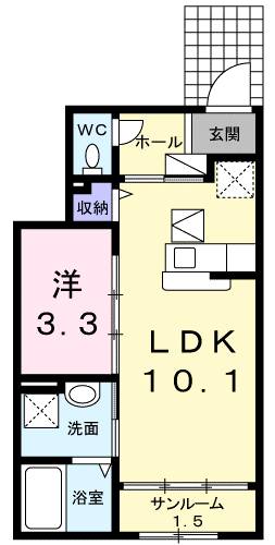 ソーレ・TB(1LDK/1階)の間取り写真