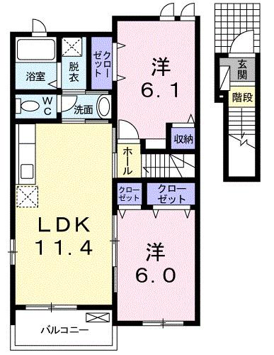 ブルーマーリン C(2LDK/2階)の間取り写真