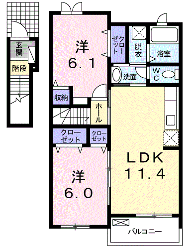 ブルーマーリン C(2LDK/2階)の間取り写真