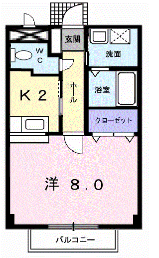 サンフィールド(1K/1階)の間取り写真