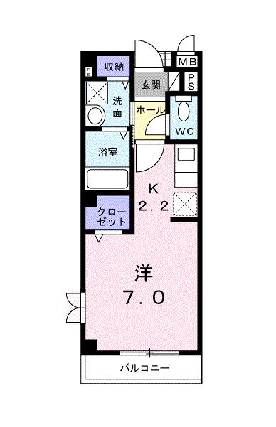ベル・ラトーレA(ワンルーム/2階)の間取り写真
